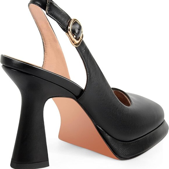 Women's Faux Leather Block Heel Sandals Slip-On Buckle Comfortable Shoes - Picture 5 of 7